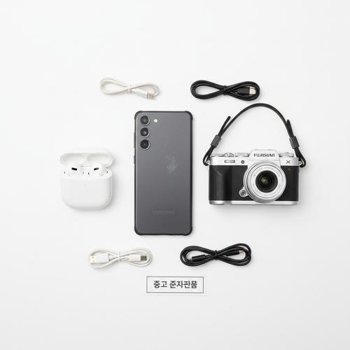 Used Korean electronics including smartphone and earbuds